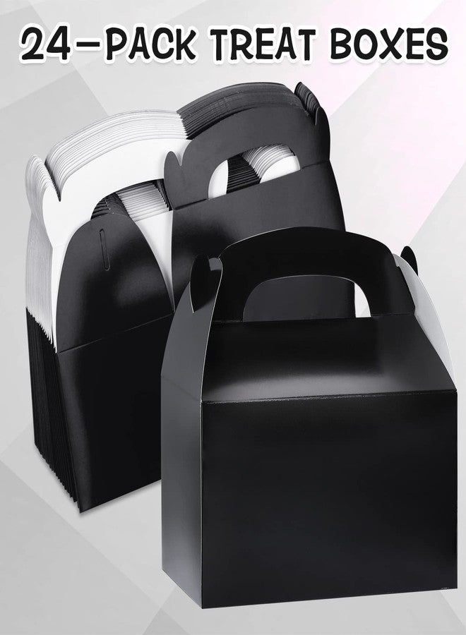 JEFHOMKIT 24Pcs Gable Boxes,Black Gable Candy Treat Boxes,Party Favor Treat Boxes,Goodie Gift Boxes for Party Favor,Paper Gable Gift Boxes with Handle for Birthday Party Wedding Baby Shower,6.2x3.5x3.4In(Black) - Image 2